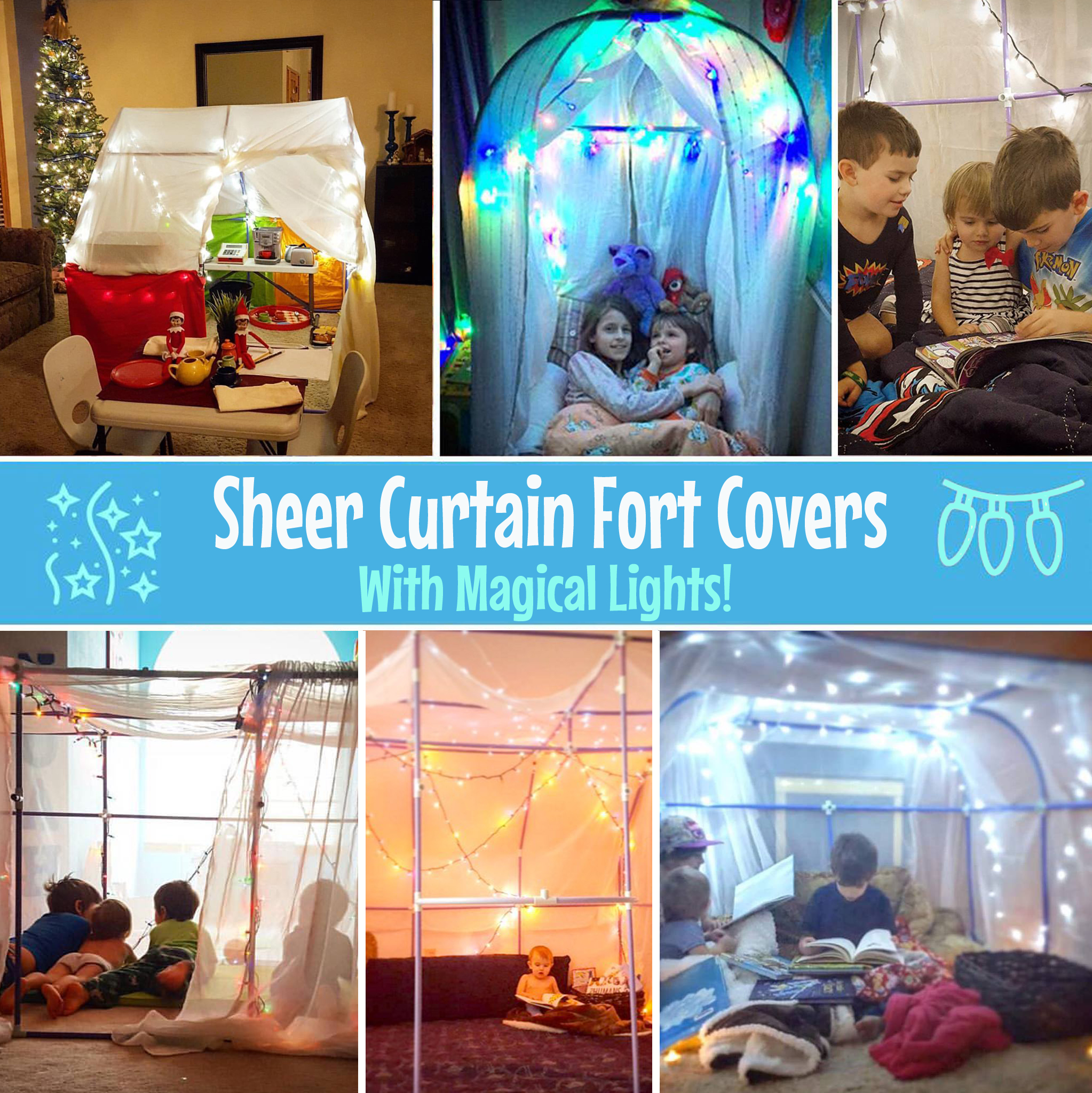 Create Sheer Curtain Fort Covers With Magical Lights